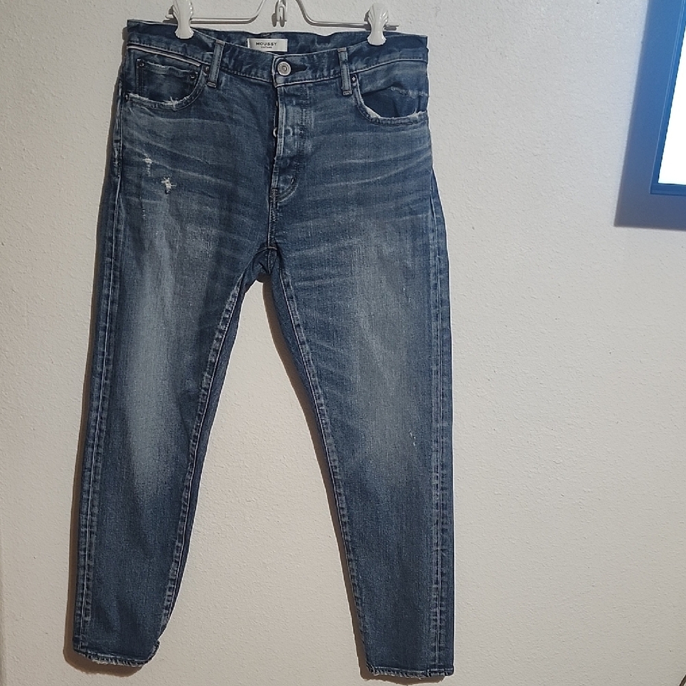 Vintage Moussy Slim Straight Medium Wash Blue Jeans Women